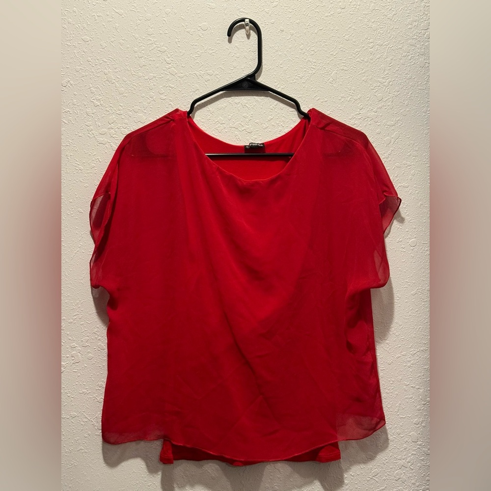 Red Express sheer blouse with built in tank top